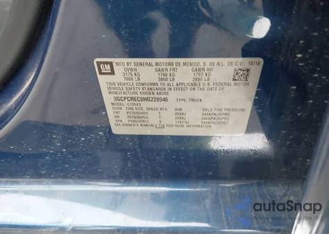 2017 Chevrolet Silverado 1500 1Lt z USA, uszkodzony, nr VIN 3GCPCREC8HG228946